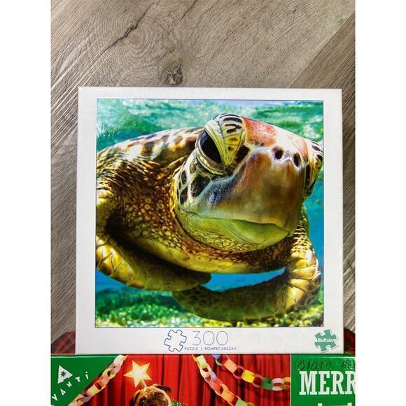 Jigsaw Puzzle Bundle Set of 2 300 Piece Christmas & Sea Turtle Pug-Mas Theme - Picture 2 of 9